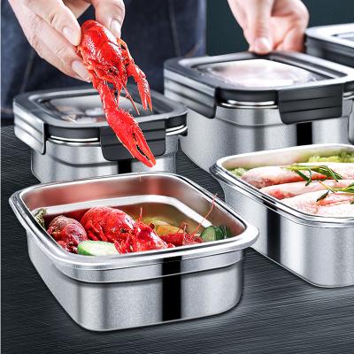 China Sustainable Stainless Steel Custom Containers Crisper Food Container With Silicone Lid for sale