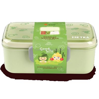 China New Arrival Viable Eco-Friendly Bamboo Kids Bento Lunch Box Children Fiber BPA FREE Pinics and Current Takeaway Food Container OEM Available for sale