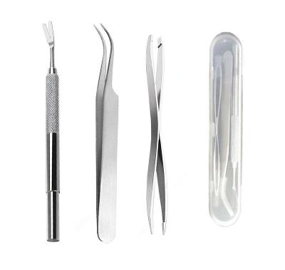 China 3 Pcs Viable Professional Stainless Steel Tick Remover Tick Tweezers Hook Clip Tool Kit for Pets Dogs Cats for sale