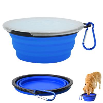 China Puppy Cat Pet Travel Dog Sustainable Foldable Expandable Water Bowl with Bonus Carabiners for Small Medium Large Pets for sale