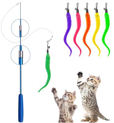 China Viable Interactive Kitten and Cat Funny Toy Feathers Teaser Stretch Wand Magic Stick for sale