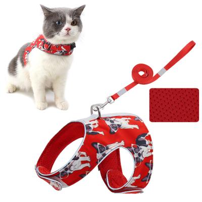 China Soft Breathable Reflective Mesh Fabric Adjustable and Cat Harness and Reflective Lead Set for for Cats Dog Outdoor Walking for sale