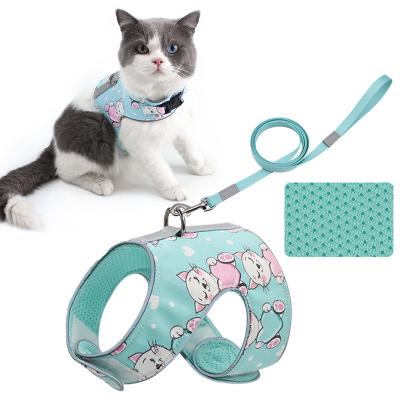 China Soft Breathable Reflective Mesh Fabric Adjustable and Cat Harness and Reflective Lead Set for for Cats Dog Outdoor Walking for sale