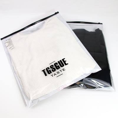 China Recyclable OEM Welcomed Garment Packaging Zipper Bag Silk Screen Printing Frosted Waterproof Zip Lock Bag for sale