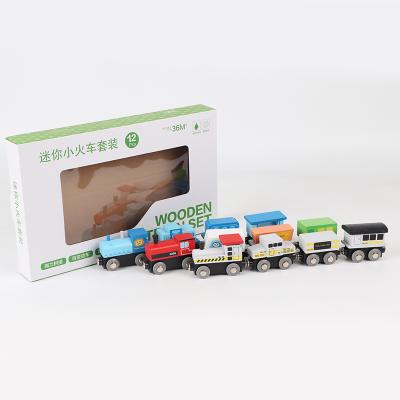 China Wholesale 12 Wooden Toy Trains Little Colorful Colorful Toy Office\Garden\Home\School Set For Children for sale