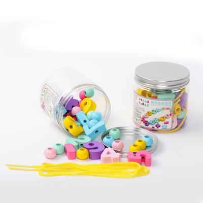 China Office\Garden\Home\School Montessori Learning Education Wooden Beaded Toys For Kids Colorful Beads Intelligence Handmade Digital Development Toy for sale