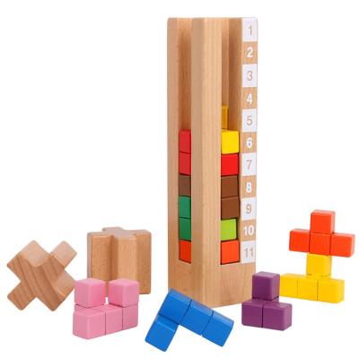 China Eductional Toys Preschool Baby Toys Popular Puzzle Game Tower Wisdom Brain Development Logic Wooden Kids Toy Thinking Educational Gifts for sale