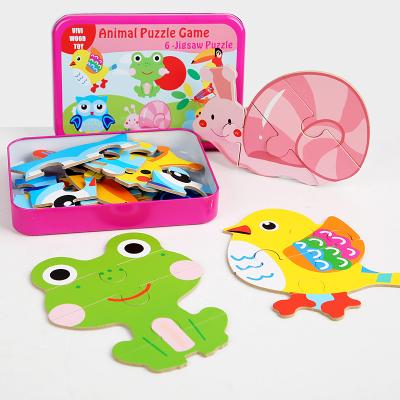 China Educational DIY Wooden Puzzle Eco-friendly Material Assemble Board Game Blocks Animal Toy Wooden Jigsaw Puzzle for sale