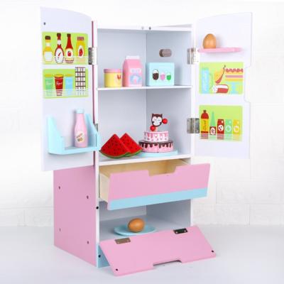 China Funny Educational Toy Role Play Children's Toys Fridge Wooden Toys Fridge Toys for sale