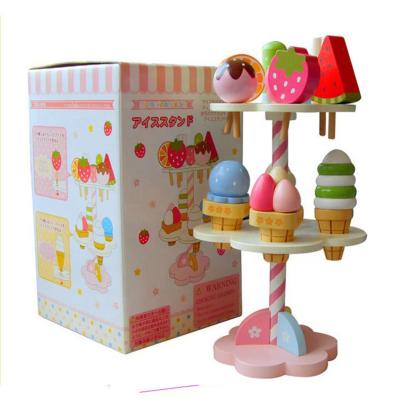 China Eco-friendly wooden toy simulation ice cream magnetic wooden toys pretend play kitchen food toys for sale