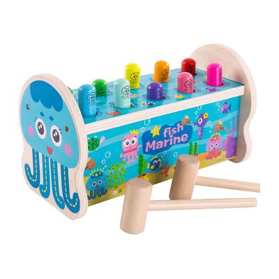 China 2020 New Wooden Baby Educational Game Introduction Game Sea Animal Hammer Strike Toy 25*12.2*14.2cm for sale