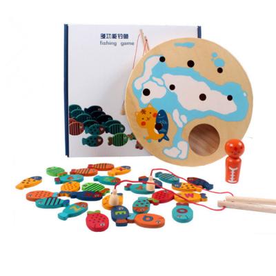 China Amazon Preschool Educational Play House Cat Fish Game Wooden Magnetic Toy Catch Fishes Hot Selling Wooden Catch Fishes Toys for sale