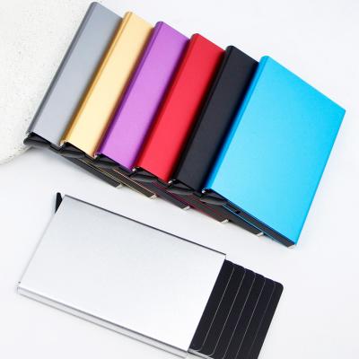 China Fashion Auto Pop Up Thin Aluminum RFID Blocking Credit Card Holder for sale