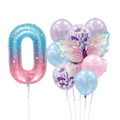 China Aluminium film New Butterfly Digital Balloon Package for Baby's Birthday Party and First Anniversary Decoration for sale