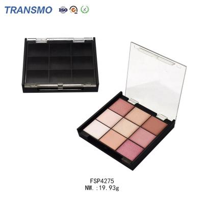 China Eco-friendly Eyeshadow Case Packaging Custom 9pans Eyeshadow Plastic Case 9colors Empty Clear Cap Eyeshadow Palette Free Samples for sale