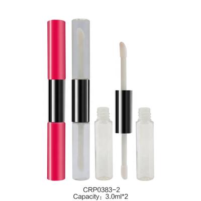 China Double Sided Lipstick Tube Double End Cosmetics Packaging Double Lip Gloss Tube Custom Private Label Double Sided Lip Gloss Tubes With Magic Wands for sale