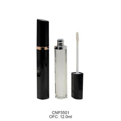 China 12ml Eco-friendly Cosmetic Clear Plastic Lip Gloss Tubes Private Label Shape Lip Gloss Packaging Empty Single Tube With Brush for sale