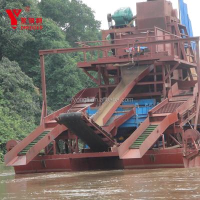 Cina Alluvial Sand Mining Chain Bucket 200TPH Gold Dredger/Dredging Boat/Dredging Machine For Sale in vendita