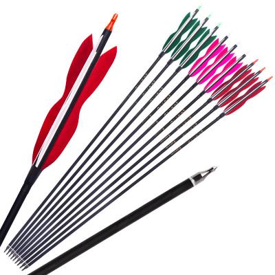 China Hunting 7.8mm Real Feather Arrow Competitive Archery Shooting Hunting Mixed Carbon Recurve Bow Practice Arrows for sale