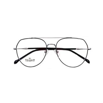 China Fashion Metal Eyewear Fashionable Eyeglasses Blue Light Blocking Double Bridge Optical Frame In Stock for sale