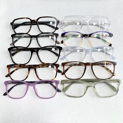 China Fashionable Stock Clearance Acetate Optical Glasses Frame Acetate Random Eyewear Eye Glass Optical Frame for sale