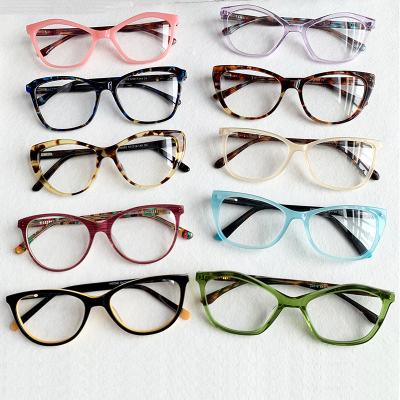 China Wholesale Fashionable Stock Acetate Eye Glass Frame Acetate Eyewear Optical Glasses Frame For Women Men for sale