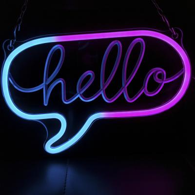 China Hello Warehouse Special Neon Sign with 3D Art Power by 5V USB Neon Sign with Dimmable Switch for Home, Office, Wall Decor for sale