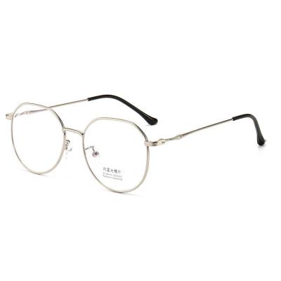 China SHAPE OEM ODM 2022 Quality Hot Glasses Round Anti Metal Frame Glass Blue Men And Retro Women Flat Glass for sale