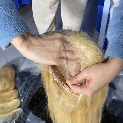 China Silky Straight Blonde Wave 613 Full Lace Wigs 100% Human Hair Virgin Hair Wigs For Black Women for sale