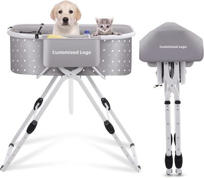 China Sustainable Portable Foldable Pet Grooming Wash Station With Steps For Dog Elevated Bathtub for sale