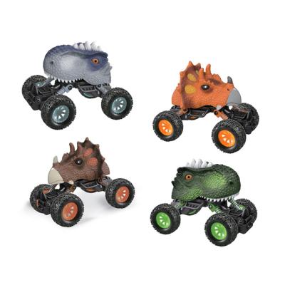 China Pull Back Toy Car Plastic Friction Power Dinosaur Car Pull Back Monster Truck Toys With 6 Assorted Model for sale