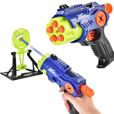 China Manual Plastic EVA Soft Bomb Gun Shooting Air Blaster Toys Kids Soft Foam Bullets Revolver Gun Set Shooting Game for Boys for sale