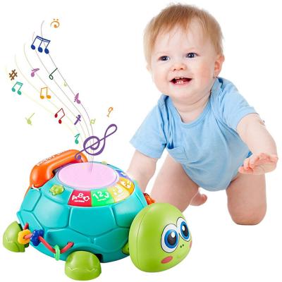 China KSF Toy Children's Funny Turtle Phone Baby Crawling Toys Hand Beat Drum Music Early Education Story Battery Operated Machine for sale