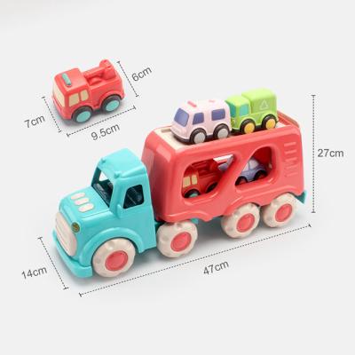 China Diecast Toy 5 IN 1 Transporter Truck 5PCS Set Friction Power Transport Car Play Vehicles Toys for sale