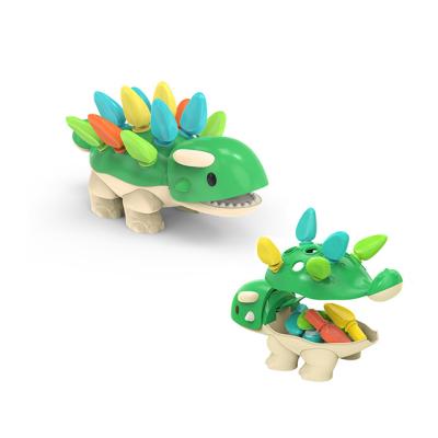 China Montessori Toys Kid Fine Motor Hand-Eye Coordination Fighting Inserted Dinosaur Stacking Toys Educational Toddler Interactive Game 25*11.5*11 for sale