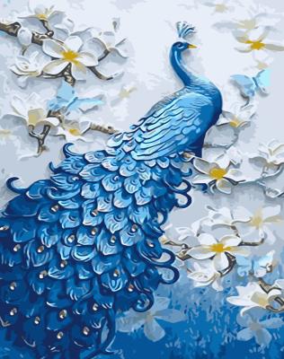 China Morden Decor Diy Peacock Wall Art Oil Canvas Numbers Beautiful Peacock Painting for sale