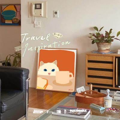 China Europe Home Decoration Abstract Cute Cat Oil Inkjet Decorative Canvas Print Animal Painting for sale