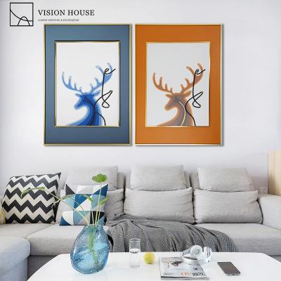 China Modern Custom Home Decor Handmade Canvas Beer Painting Wall Art 3D Animal Set for sale