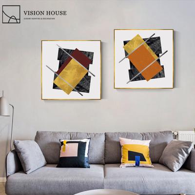 China Modern Living Room Hotel Decoration Crystal Porcelain Gold Foil Painting Art Abstract Handmade Gold Leaf for painting for sale