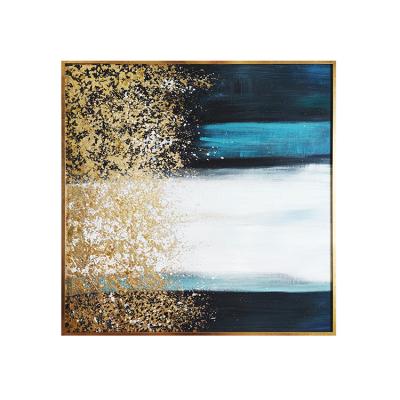 China Hand Painted Abstract Living Room Gold Foil Canvas Wall Art Oil Painting for sale