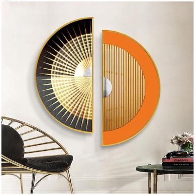 China Semicircle Abstract Wall Painting Around Circular Living Room Crystal Porcelain Porch Painting For for sale