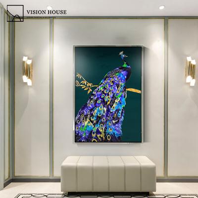 China CLASSIC Home Wall Art Decor Tempered Glass Peacock Animal Enamel Painting for sale