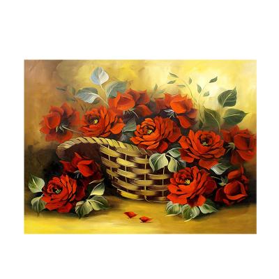 China Custom Made Round Diamond Painting Rose Art Cross Stitch Handmade 5D Diy Full Personalization Living Room Wall for sale