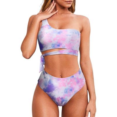 China Hot High Shoulder Antibacterial Tankini, Custom Tie Dye Girl Bikinis Size One Set for sale