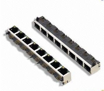 中国 ABS 10/100Base-TX 多港 1.5 amp の金張り PCB RJ45 の青銅のコネクター 販売のため