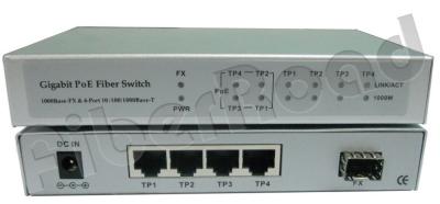 China 1 Port SFP 4 Port Rj45 Power Over Ethernet POE Optical Fiber Switch 25W for sale