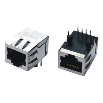 China Fiber Optic 10 / 100base RJ45 Ethernet Jack Tab Down PBT Black Housing for sale