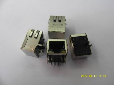 China 1000BASE-T Single Port RJ45 Ethernet Jack with EMI Finger KRJ-329NL PCB Mout for sale