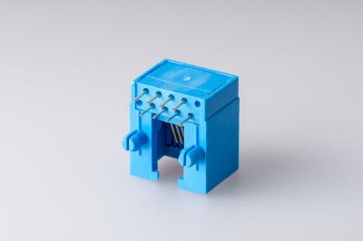 China Plastic RJ45 Vrouwelijke de Hefboom8p8c Enige Haven van kleuren Blauwe 90 Graad Geen Schild Te koop