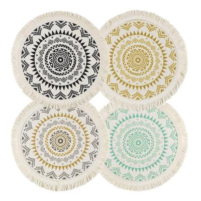 China Boho Round Viable Place Mats Set of 4, 13 Inch Farmhouse Placemat Macrame Kitchen Table Cotton Woven Place Mats Wholesale for sale